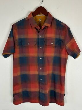 Kuhl Red/Navy Plaid Short-Sleeve Button-Down Shirt S